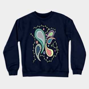 Boho Paisley on Blue Crewneck Sweatshirt